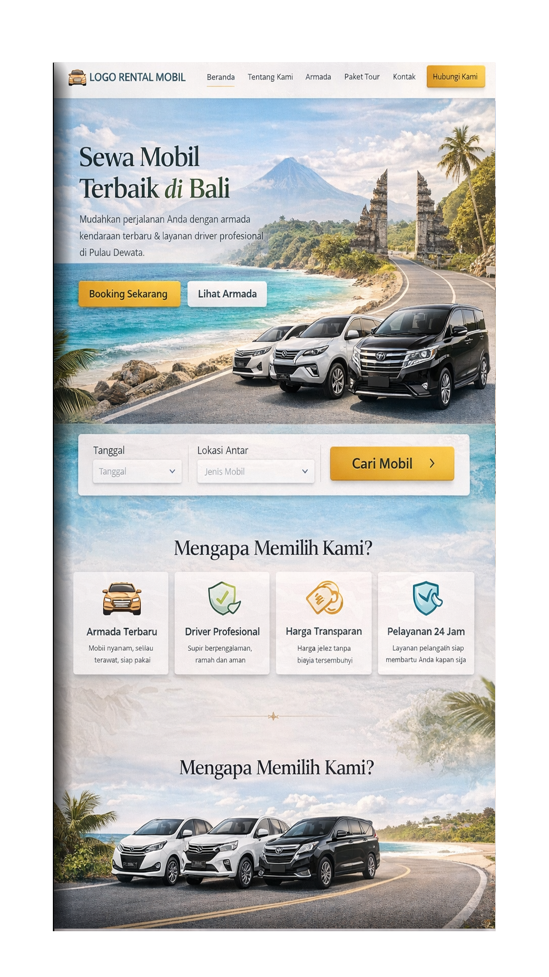 Jasa design website rental mobil, motor, dll