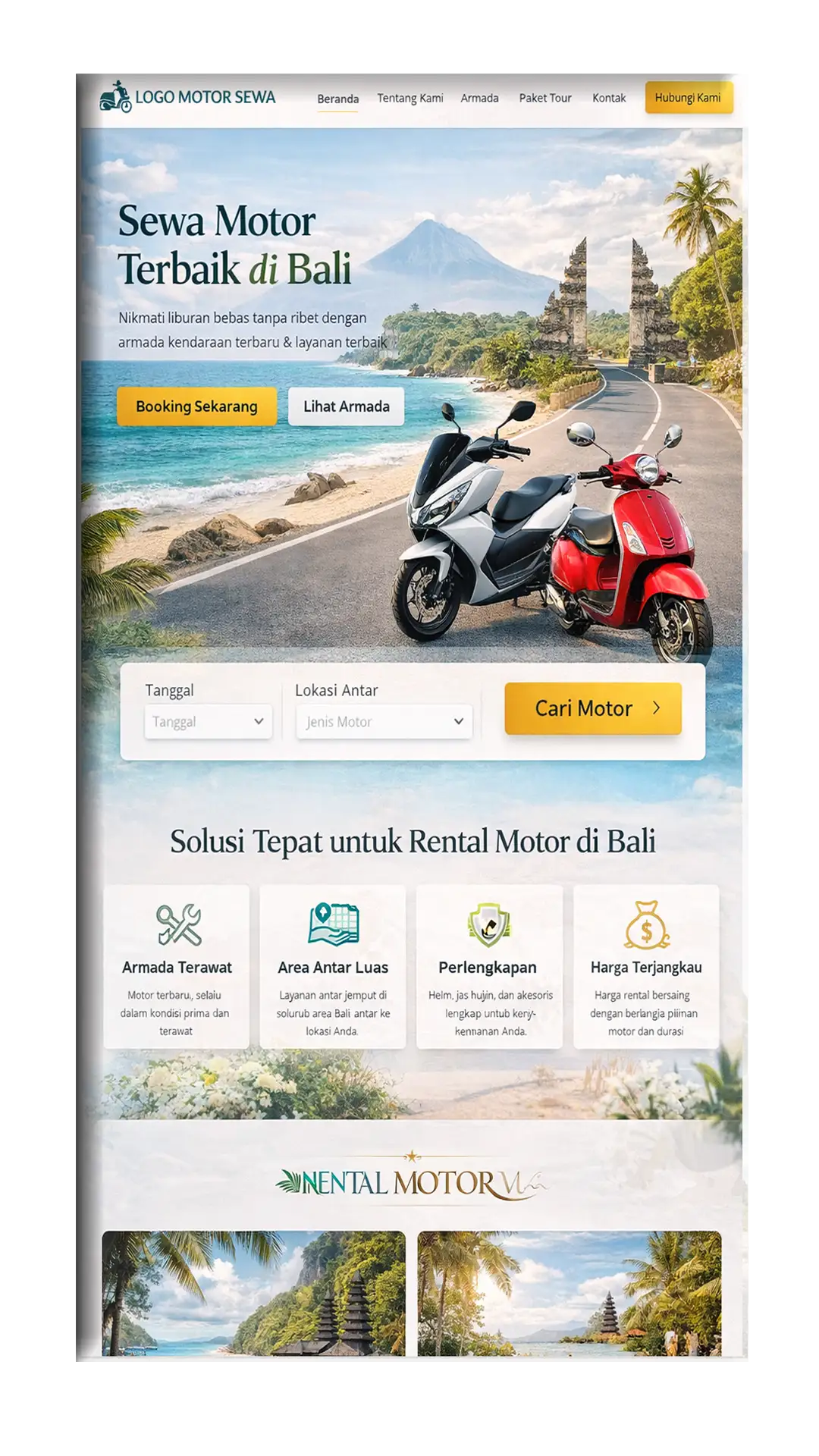 Jasa pembuatan website sewa motor dan rental kendaraan roda dua oleh MrWeb Click.