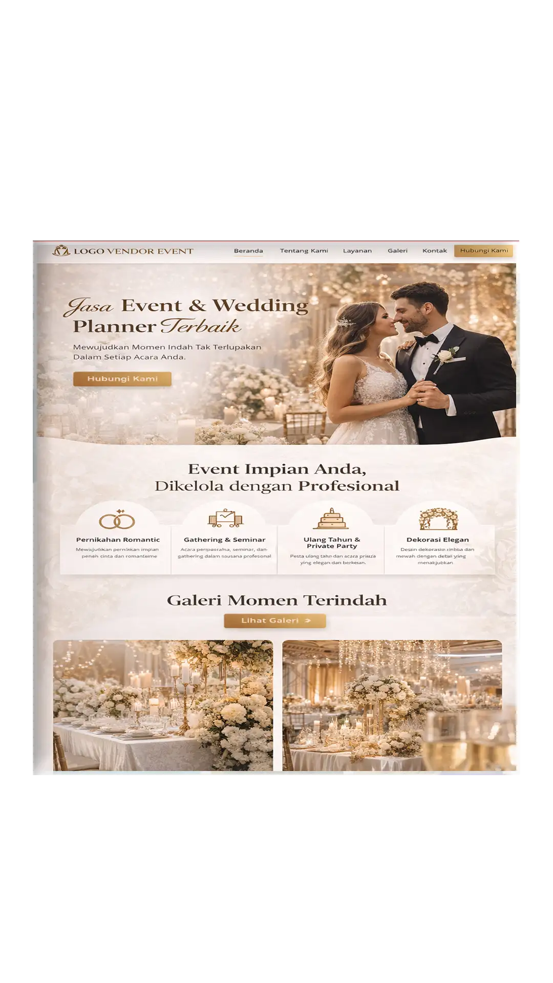 Jasa pembuatan website rias pengantin dan sewa baju pernikahan profesional oleh MrWeb Click.