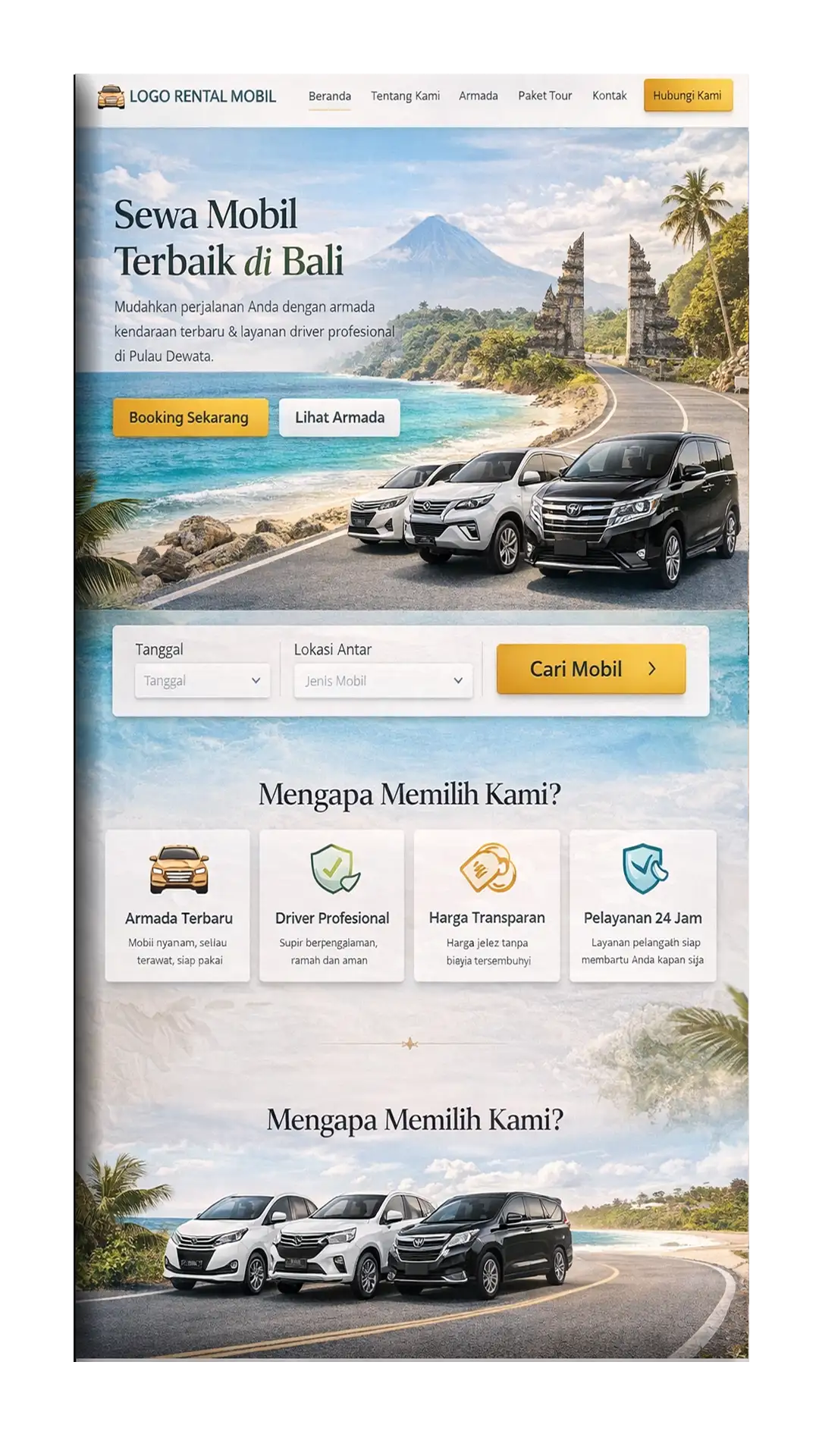 Jasa pembuatan website rental mobil profesional oleh MrWeb Click Bali.